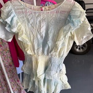 LoveShackFancy Cream Lace Detail Dress